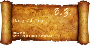 Baig Zóra névjegykártya